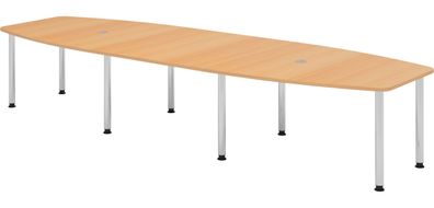 bümö Konferenztisch oval 400x130 cm großer Besprechungstisch in Buche, Besprechungsti