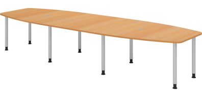 bümö Konferenztisch oval 400x130 cm großer Besprechungstisch in Buche, Besprechungsti