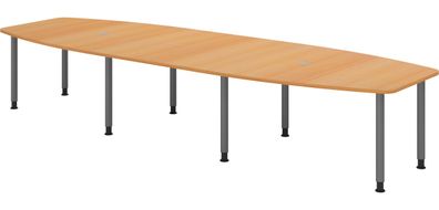 bümö Konferenztisch oval 400x130 cm großer Besprechungstisch in Buche, Besprechungsti