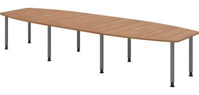 bümö Konferenztisch oval 400x130 cm großer Besprechungstisch in Nussbaum, Besprechung