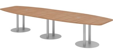 bümö Konferenztisch oval 400x130 cm großer Besprechungstisch in Nussbaum, Besprechung