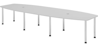 bümö Konferenztisch oval 400x130 cm großer Besprechungstisch in grau, Besprechungstis