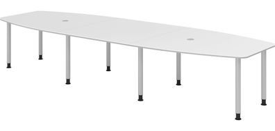 bümö Konferenztisch oval 400x130 cm großer Besprechungstisch in weiß, Besprechungstis