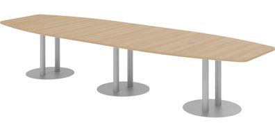 bümö Konferenztisch oval 400x130 cm großer Besprechungstisch in Eiche, Besprechungsti