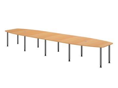 bümö Konferenztisch oval 520x130 cm großer Besprechungstisch in Buche, Besprechungsti