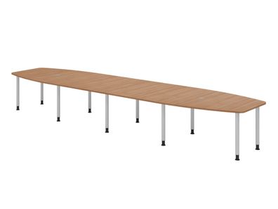 bümö Konferenztisch oval 520x130 cm großer Besprechungstisch in Nussbaum, Besprechung