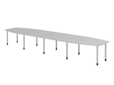 bümö Konferenztisch oval 520x130 cm großer Besprechungstisch in grau, Besprechungstis