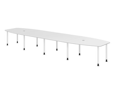 bümö Konferenztisch oval 520x130 cm großer Besprechungstisch in weiß, Besprechungstis