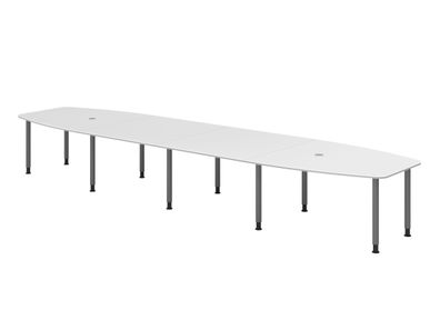 bümö Konferenztisch oval 520x130 cm großer Besprechungstisch in weiß, Besprechungstis