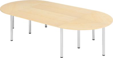 bümö Konferenztisch oval 320x160 cm großer Besprechungstisch in Ahorn, Besprechungsti