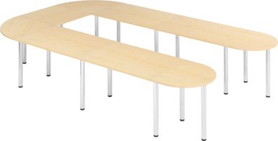 bümö Konferenztisch U-Form 380x240 cm großer Besprechungstisch in Ahorn, Besprechungs