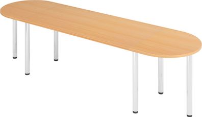 bümö Konferenztisch oval 280x80 cm großer Besprechungstisch in Buche, Besprechungstis