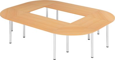 bümö Konferenztisch O-Form 320x240 cm großer Besprechungstisch in Buche, Besprechungs