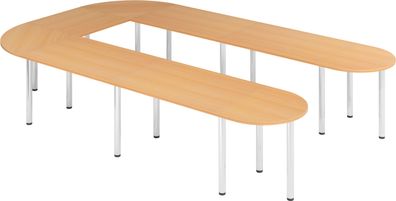 bümö Konferenztisch U-Form 380x240 cm großer Besprechungstisch in Buche, Besprechungs