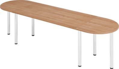 bümö Konferenztisch oval 280x80 cm großer Besprechungstisch in Nussbaum, Besprechungs