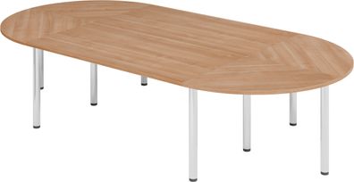 bümö Konferenztisch oval 320x160 cm großer Besprechungstisch in Nussbaum, Besprechung