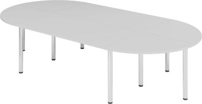 bümö Konferenztisch oval 320x160 cm großer Besprechungstisch in grau, Besprechungstis