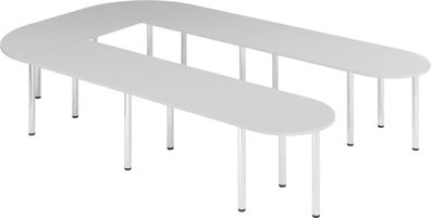 bümö Konferenztisch U-Form 380x240 cm großer Besprechungstisch in grau, Besprechungst