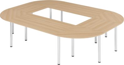 bümö Konferenztisch O-Form 320x240 cm großer Besprechungstisch in Eiche, Besprechungs