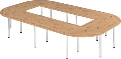 bümö Konferenztisch O-Form 400x240 cm großer Besprechungstisch in Asteiche, Besprechu