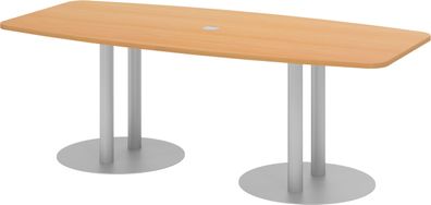 bümö Konferenztisch oval 220x103 cm großer Besprechungstisch in Buche, Besprechungsti