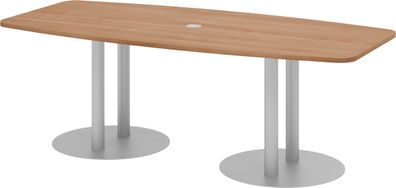 bümö Konferenztisch oval 220x103 cm großer Besprechungstisch in Nussbaum, Besprechung