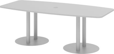 bümö Konferenztisch oval 220x103 cm großer Besprechungstisch in grau, Besprechungstis