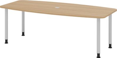 bümö Konferenztisch oval 220x103 cm großer Besprechungstisch in Eiche, Besprechungsti