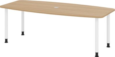 bümö Konferenztisch oval 220x103 cm großer Besprechungstisch in Eiche, Besprechungsti