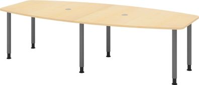 bümö Konferenztisch oval 280x130 cm großer Besprechungstisch in Ahorn, Besprechungsti