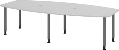 bümö Konferenztisch oval 280x130 cm großer Besprechungstisch in grau, Besprechungstis