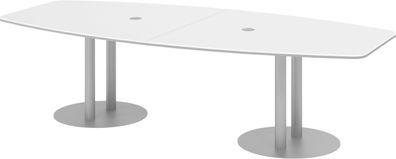 bümö Konferenztisch oval 280x130 cm großer Besprechungstisch in weiß, Besprechungstis