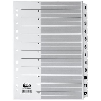 dots 834012-1176 Ordnerregister Mylar DIN A4 Vollformat 1-12 weiß