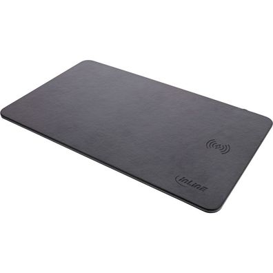 InLine® 55495 Maus-Pad, Wireless Charging (Qi), Kunstleder, 370x225x7mm, schwarz