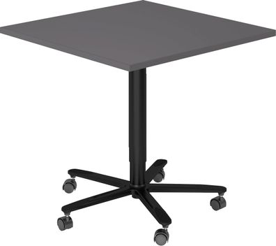 bümö Säulenhubtisch höhenverstellbar, Stehtisch Büro, Bistrotisch rund 80 x 80 cm - B