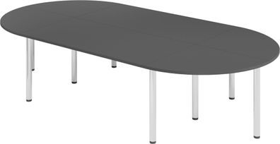 bümö Konferenztisch oval 320x160 cm großer Besprechungstisch in graphit, Besprechungs