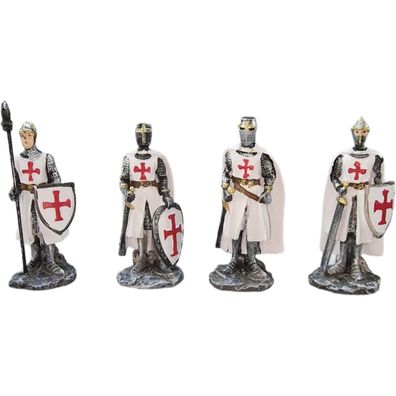 4er Set kleine Deko Figuren Templer Ritter stehend