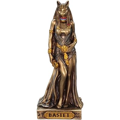 Ägyptische Göttin Bastet, Miniatur, bronziert/coloriert