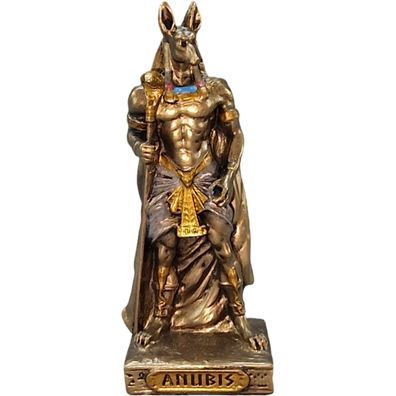 Ägyptischer Gott Anubis, Miniatur, bronziert/coloriert