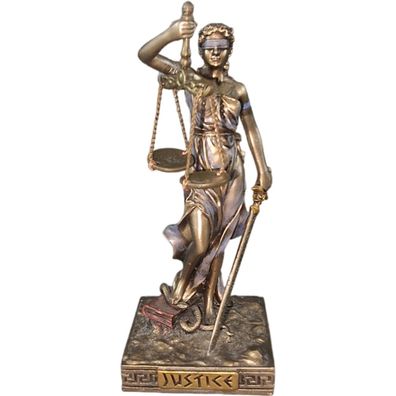 Griechische Göttin Justitia mit Waage, Miniatur Bronzefarbend handbemalt