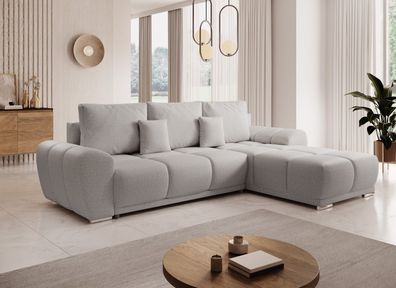 Ecksofa BEGI Sofa Schlafunktion mit Bettkasten + Kissen Luxkor24