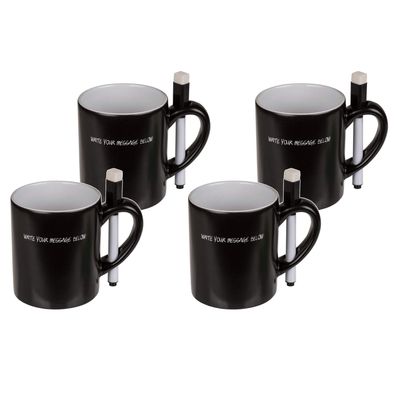 Tassen 4er Set Kaffeetasse Thermo-Effekt Mystery Message Becher mit Geheimstift