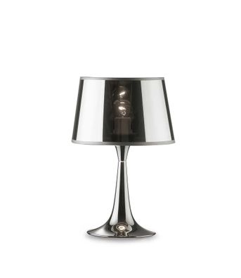 Ideal Lux LONDON TL1 SMALL Tischleuchte mit E27 Fassung Struktur Chrom zeitloses