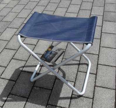 Hocker XL Campingstuhl klappbar Beinauflage Alu graublau bis 100kg 3796504Lg NEU