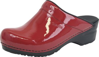 Sanita Damen Offener Clog Original-Sonja Patent Open Red