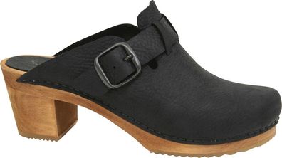 Sanita Clogs Damen Clog offen Wood-Malulo Square Open Black