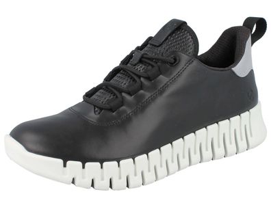 ECCO Gruuv W Damen Halbschuhe Sneaker schwarz hellgrau black Glattleder