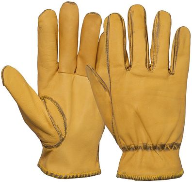 King Kerosin Herren Biker-Handschuhe im Vintage-Look 280155 Gelb