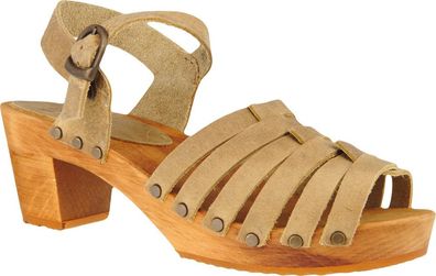 Sanita Clogs Damen Sandale Wood-Silo Square Sandal Nature