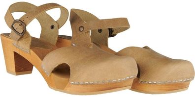 Sanita Clogs Damen Sandale Wood-Matrix Square Flex Sandal Nature